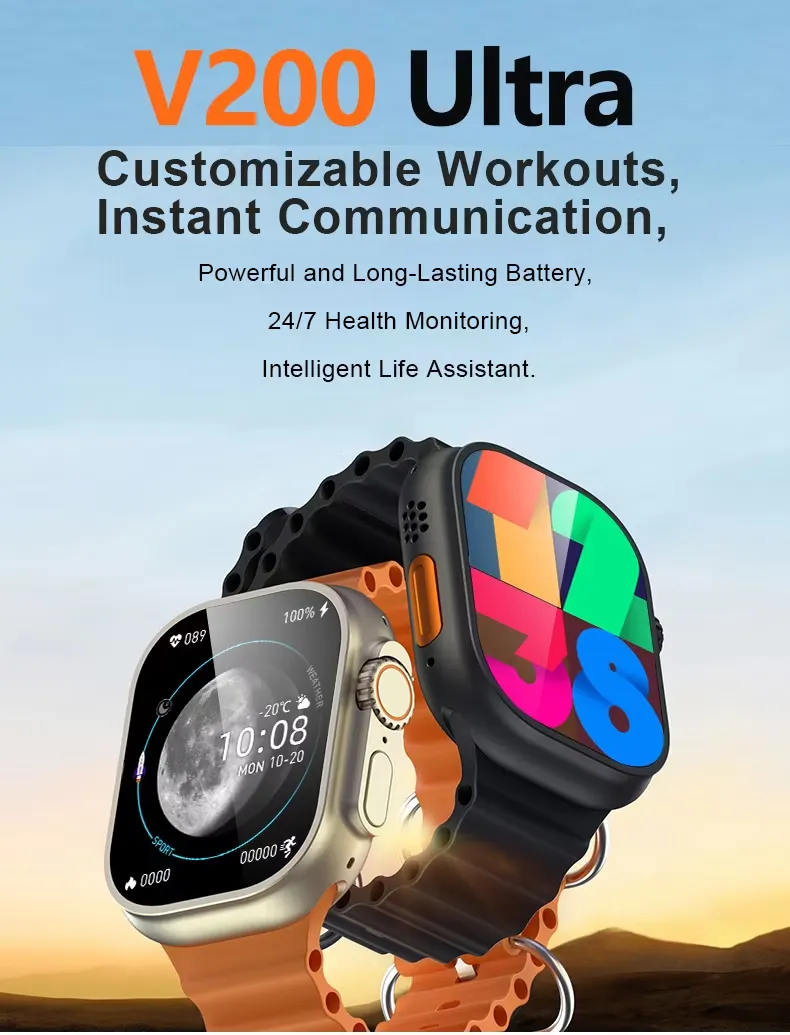 New Fashion (V200 Ultra) 2.1&prime;&prime; Large Screen IP68 Waterproof Sport Smart Watch