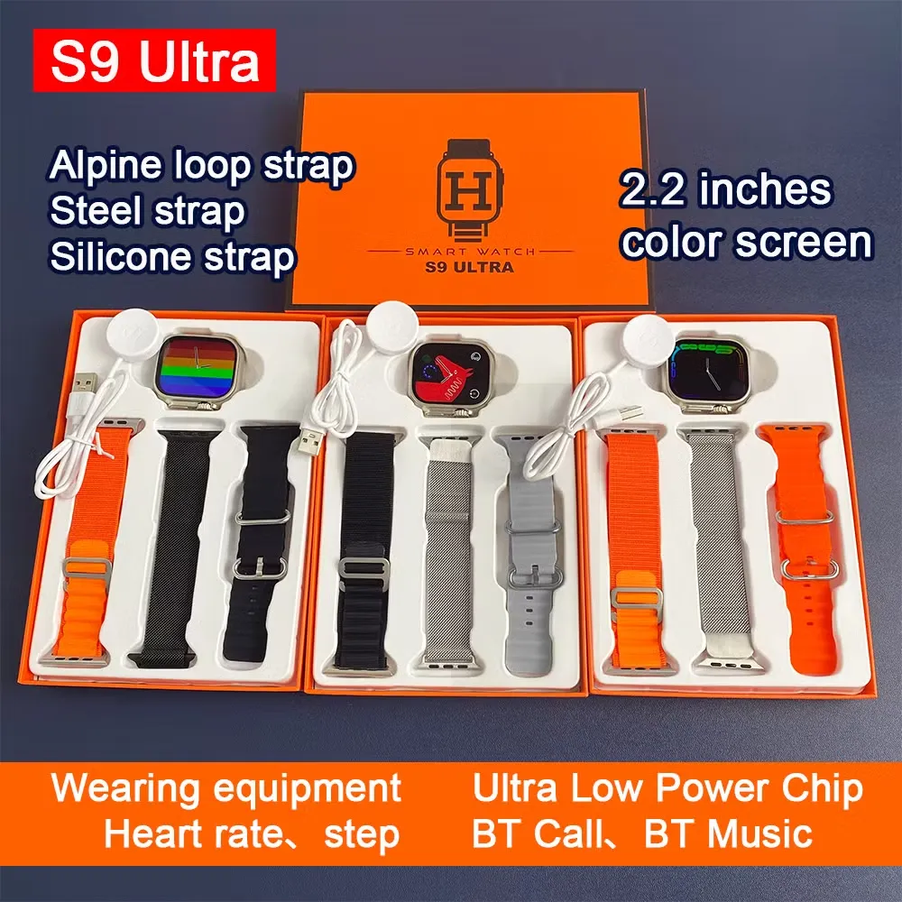 High Quality Factory Price Smart Gift Watches for S9 Ultra Sports Pedometer 1.75 Inch 3PCS Straps Wireless Charger Health Smart Watch