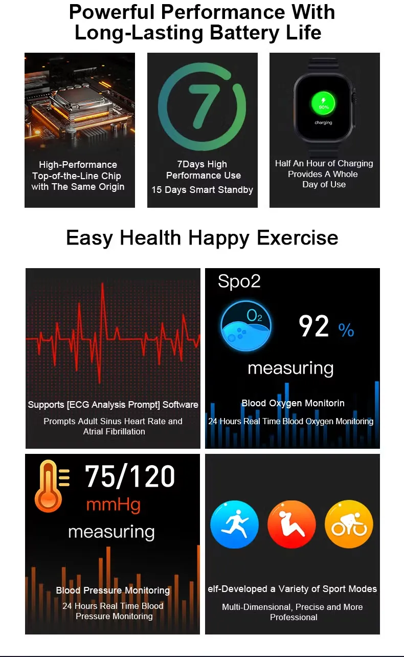 New Fashion (V200 Ultra) 2.1&prime;&prime; Large Screen IP68 Waterproof Sport Smart Watch