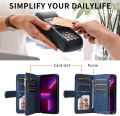 Wallet Case for Samsung Galaxy S22+ Plus 5G SM-S906, Splicing PU Leather Flip Wallet Zipper Purse Case 9 Card Slots with Wrist Strap, Purple. 