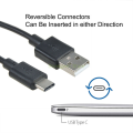 Black USB Type-C Data Snyc Charging Cable for Vernee Apollo Lite Umi Super Plus. 