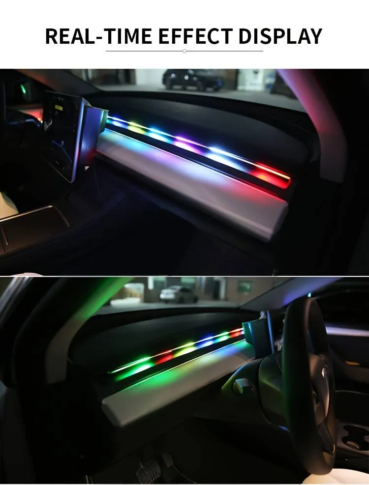 1pc 1 1m 43in full color streamer car ambient lights rgb universal led interior hidden symphony atmosphere lamp dashboard panel decoration cold light details 9