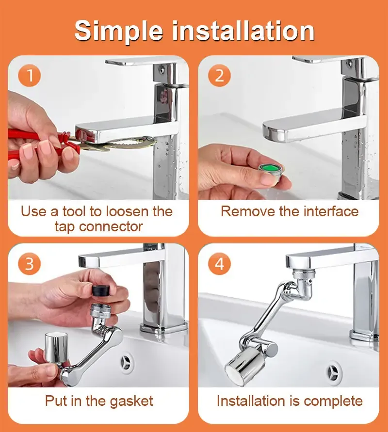 1pc 1080 universal rotation faucet extender sprayer head kitchen robot arm extension faucets mixer aerator bubbler water tap nozzle details 8