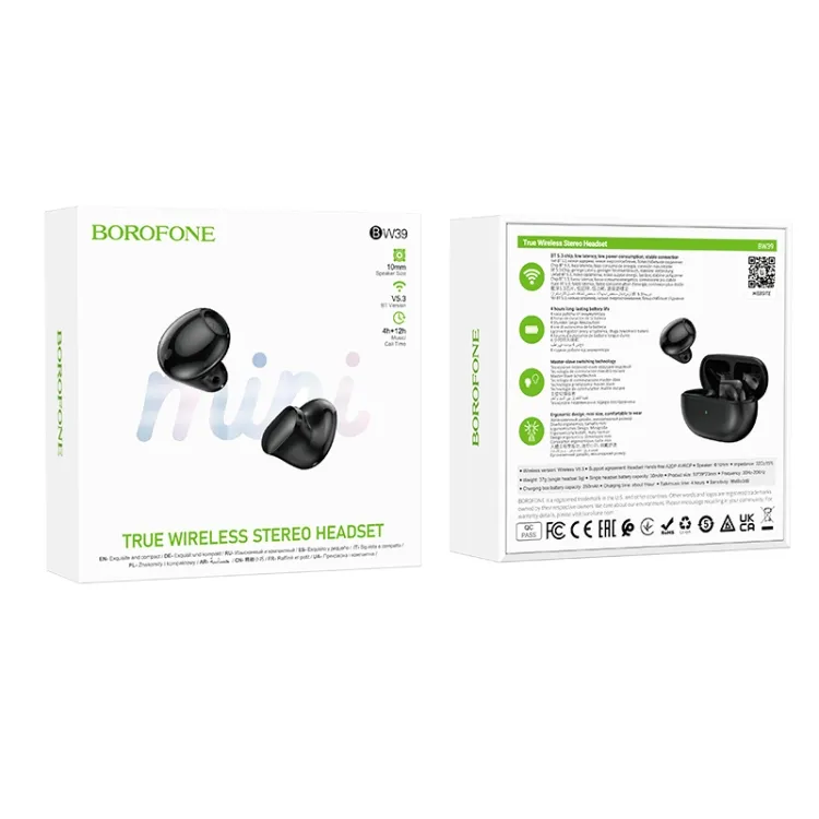 Borofone BW39 True Wireless Bluetooth Earphone(Black) - 5