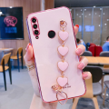 For Huawei Y9 Prime 2019 Back Cover + Love Heart Bracelet Luxury Glossy Shiny Plating Bumper Ladies Case Soft Silicone Protective Phone Cases. 