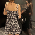 IELGY spice girl sweet and cool style black floral hanging dress for women. 