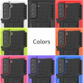 Galaxy S21 FE Case, Shockproof Hybrid Slim Dual Layer Rugged Rubber Hybrid Hard/Soft Impact Armor Defender Full Body Protective Case with Kickstand for Samsung Galaxy S21 FE 5G (2021 Model). 
