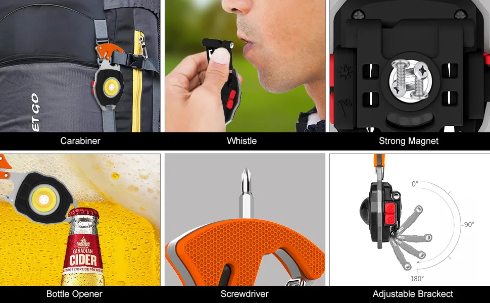 led flashlight keychain light cob mini emergency rechargeable magnetic lighter whistle screwdriver