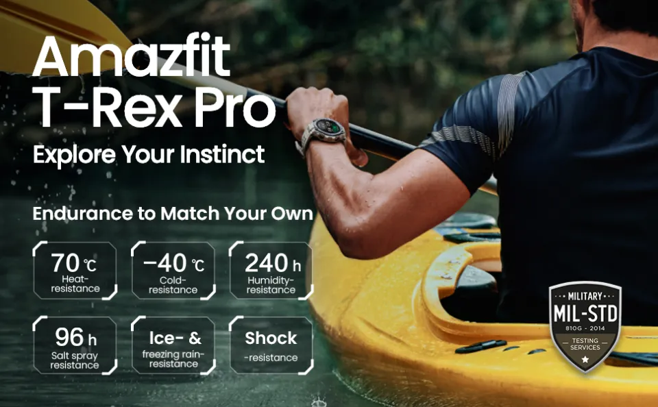 Amazfit T-Rex Pro Smart Watch for Men Rugged Outdoor GPS Fitness