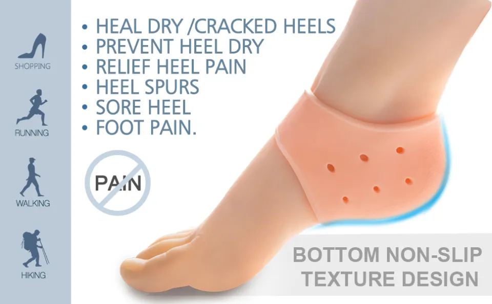 Heel Pain Very Cracked Heels Silicone Gel Heel Pad Socks For Heel