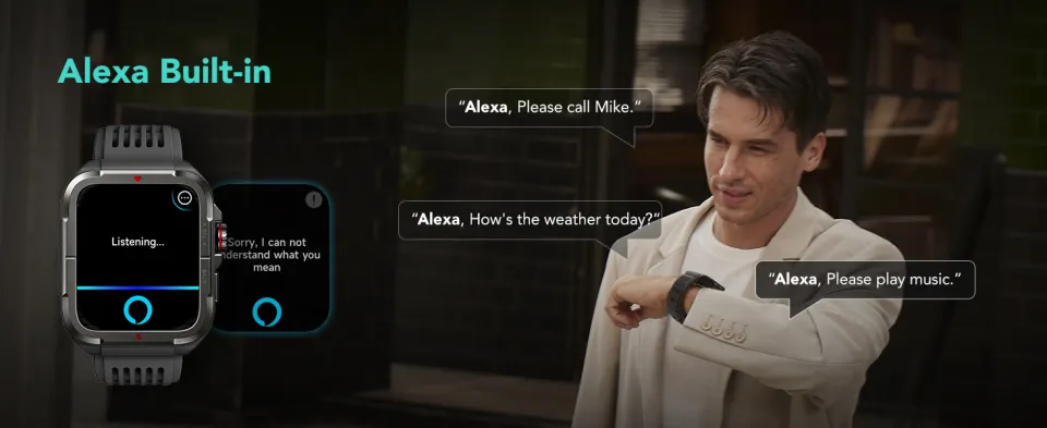 SKG R8 Military Smart Watches for Men (Answer/Make Call) Alexa