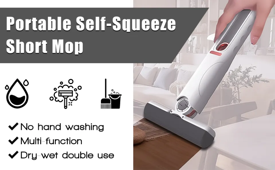 Mini Foldable Desktop Mop Set – 2 Mops With 4 Heads, Wet/Dry Cleaning For Small Spaces, Kitchen, Bathroom, Car
