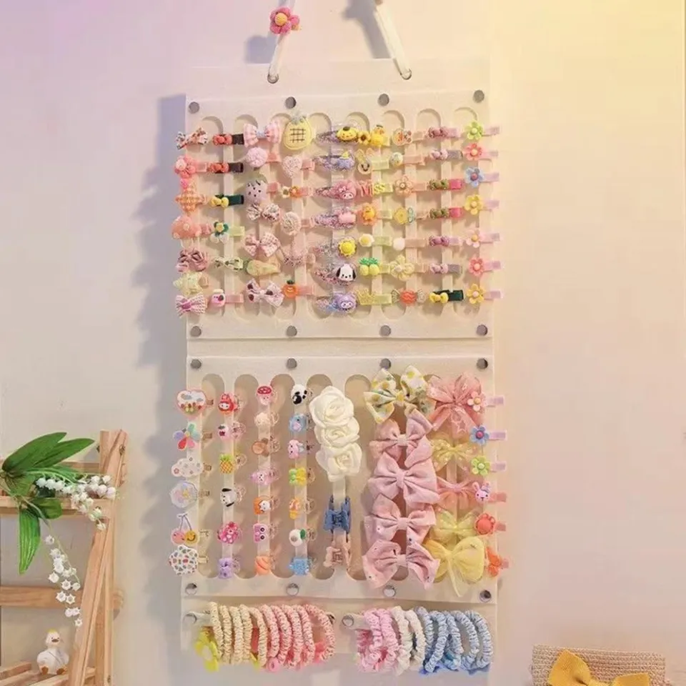 Koorium Hair Bow Holder, Hair Clip Holder, Hair Accessories Organiser, Headband Organizer, Hair Accessories Storage For Girls Room Decor Wall Hanging