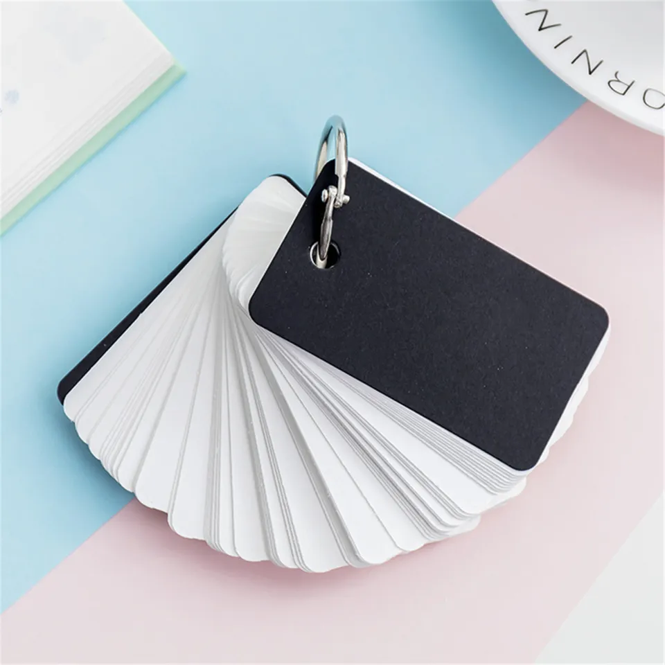 blank flash cards with binder ring 1 Set Blank Flash Cards for Studying Blank Index Notecards Pre Hole Punched Index Cards with Metal Binder Rings
