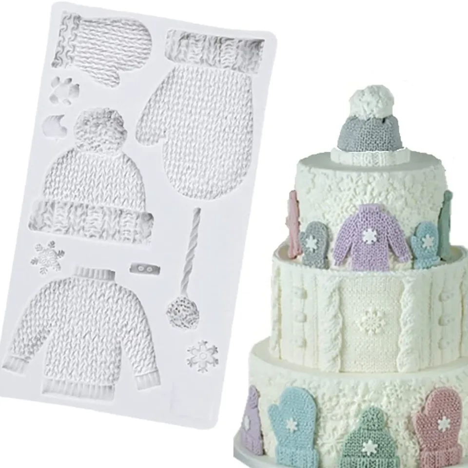 Knitting Silicone Fondant Mold For Gum Paste Icing Cake Cupcake