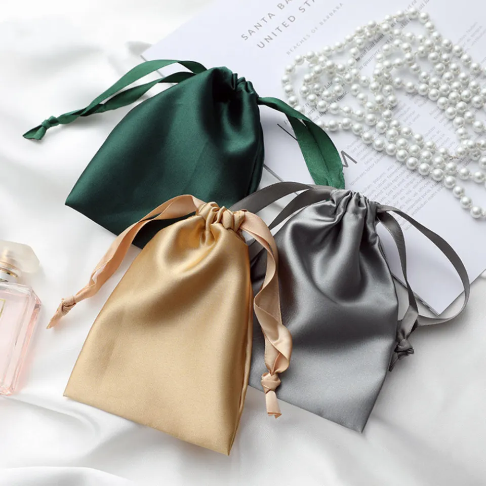 Imitation Silk Jewelry Bag Packaging Pouches Drawstring Bags Candy Wedding Party Makeup Gift Pocket Wrapping Supplly Daraz.pk