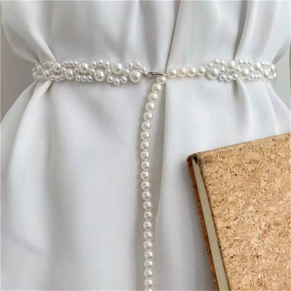 Elastic Belt Women's Belts For Dresses Wedding Girls Chain Belt Strap Waist Pearl Elegant Women Elastic Belt Women's Belts For Dresses Wedding Girls Chain Belt Strap Waist Pearl Elegant Women