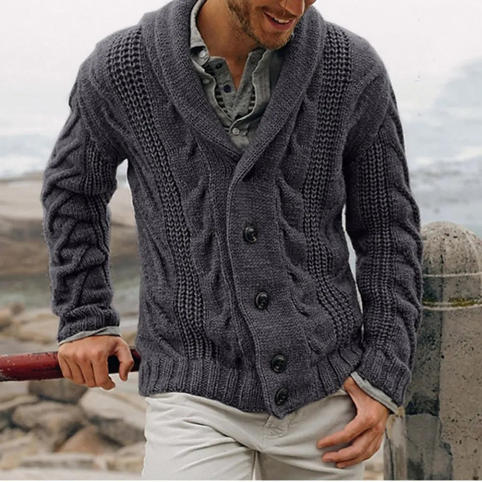 Versatile Men's cardigan Fashionable Thick Cozy Shawl collar