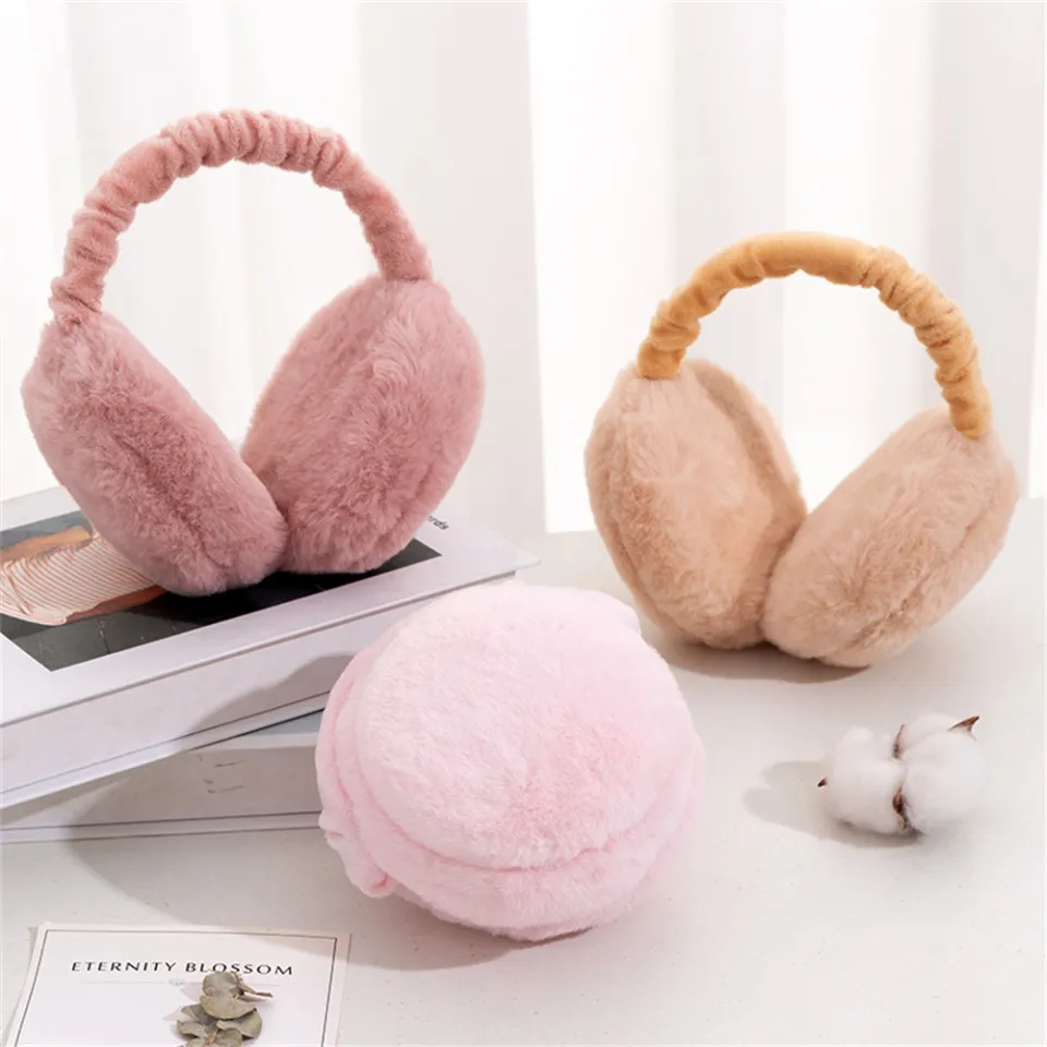 Winter Earmuffs With Faux Fur - Foldable Ear Warmers For Women, Men & Kids