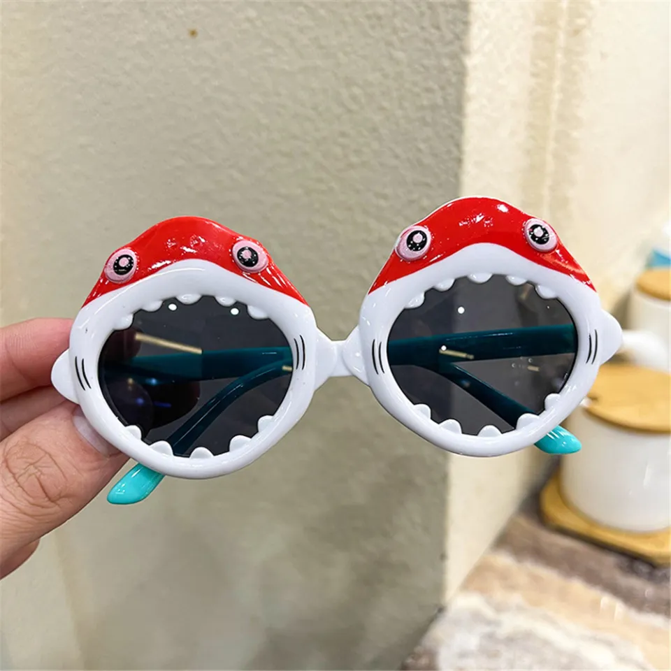 Children-sized Cartoon shark sunglasses Fun Shark-shaped UV