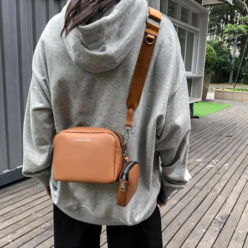 Simple Style Small Shoulder Bags Solid Color Pu Leather Wide Strap