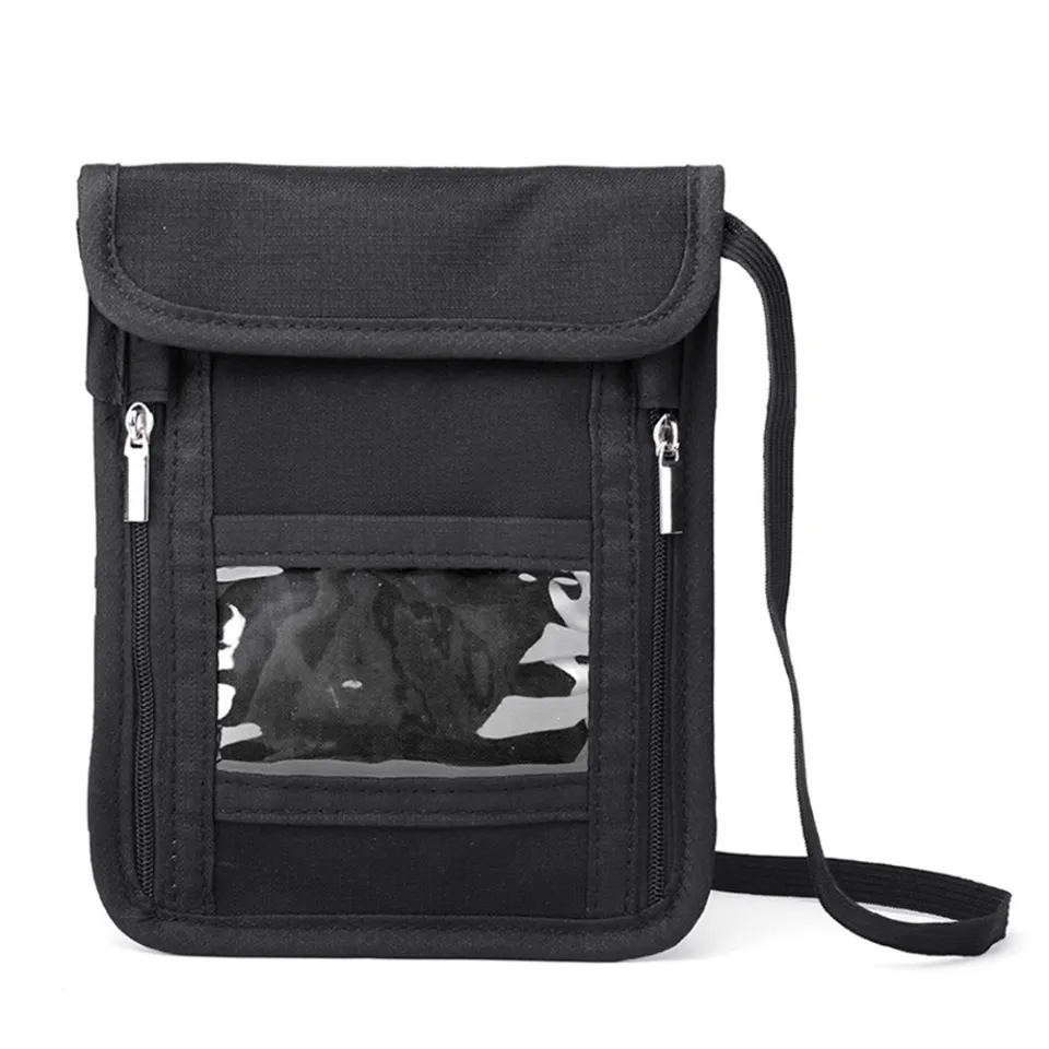 Hiroyuki Travel Neck Pouch Neck Wallet With RFID Blocking Passport Holder Travel Pouch Neck Wallet Family Passport Holder Organizer Case