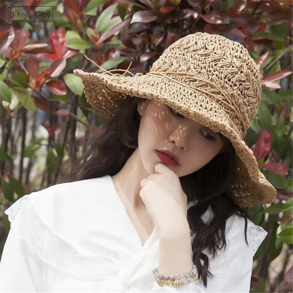 hat retro touraat women summer luffy hat pink straw hat beach hat