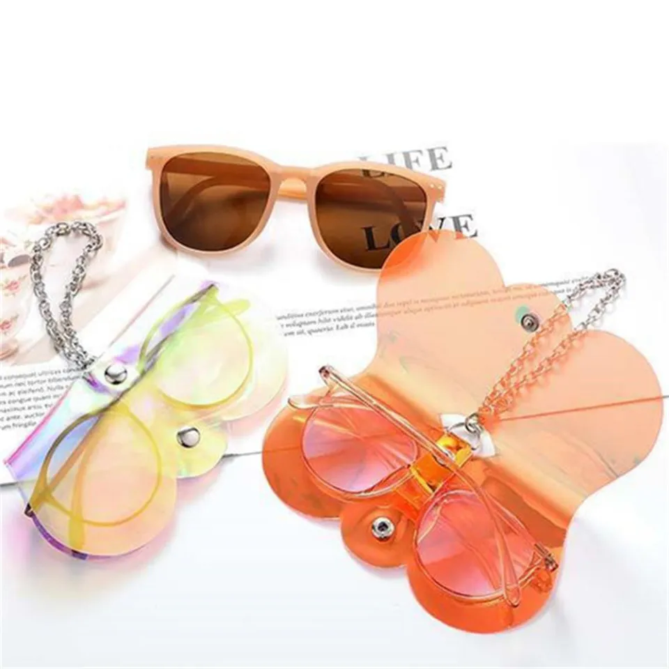 Metal Chain Women Portable Glasses Case Eyeglasses Protection