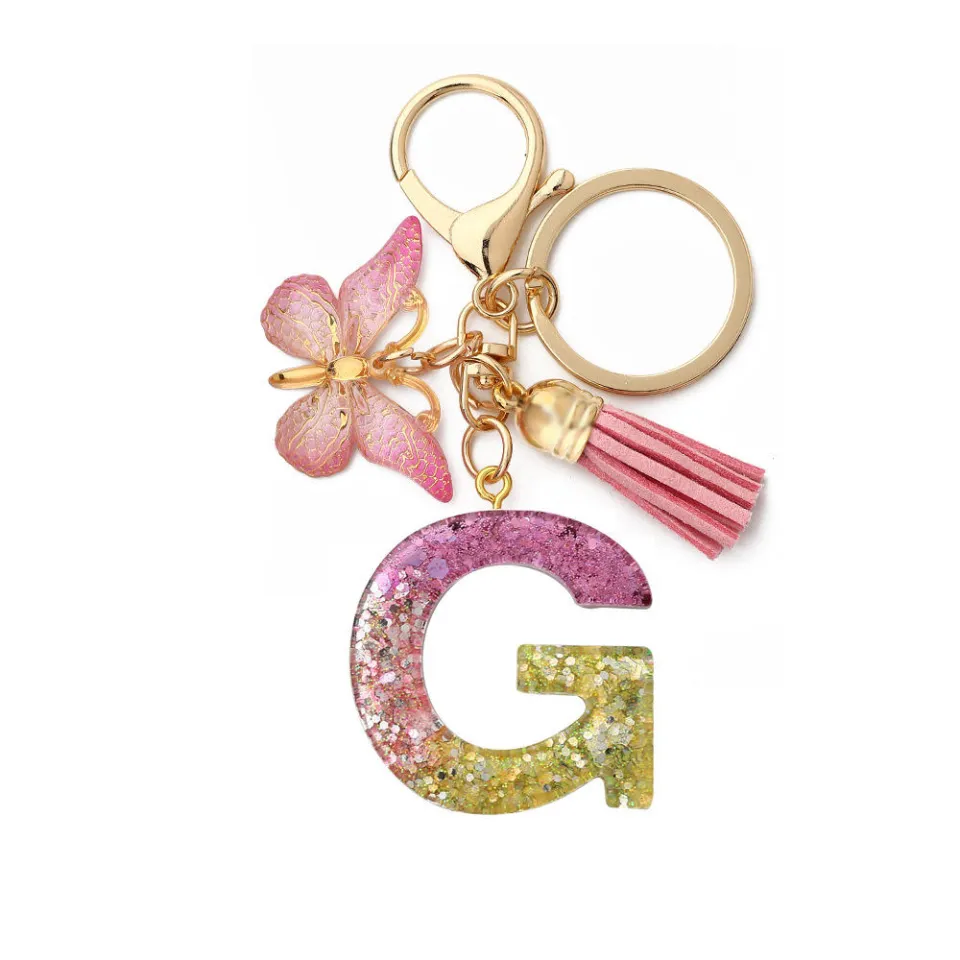 Personalized Initial Keychain With Butterfly & Tassel – Cute Purple Bag Charm Gift For Women, Girls, Friends, Sisters - View #2