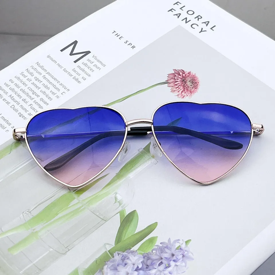 Vintage Heart Shaped Sunglasses Metal Frame Women Men Glasses Brand Designer Fashion Cute Lenses Eyewear Driving MTB Goggles Daraz.pk