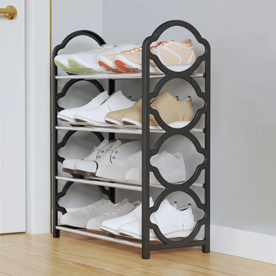 PP+Steel pipe Shoe storage rack Sturdy and durable Black/White