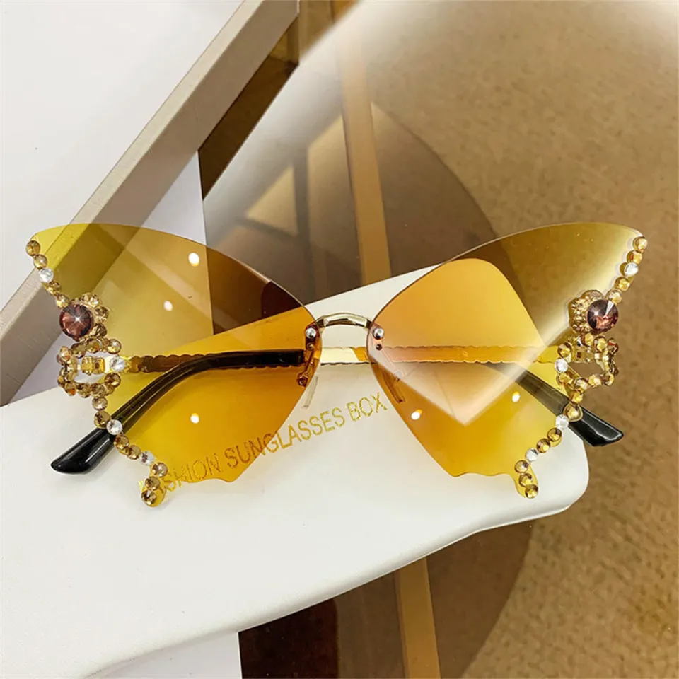 2023 New Luxury Butterfly Sunglasses Women Vintage Rimless Oversized Sunglasses Ladies Fashion Personality Exaggerated Eyewear Prom Party Daraz .bd