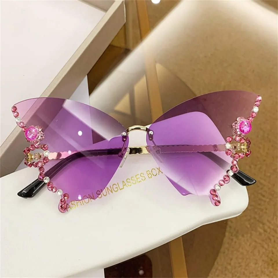 2023 New Luxury Butterfly Sunglasses Women Vintage Rimless Oversized Sunglasses Ladies Fashion Personality Exaggerated Eyewear Prom Party Daraz .bd