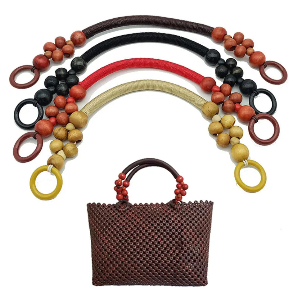 48cm Wood Bead Bag Strap Women Woven Handbag Handles Fashion
