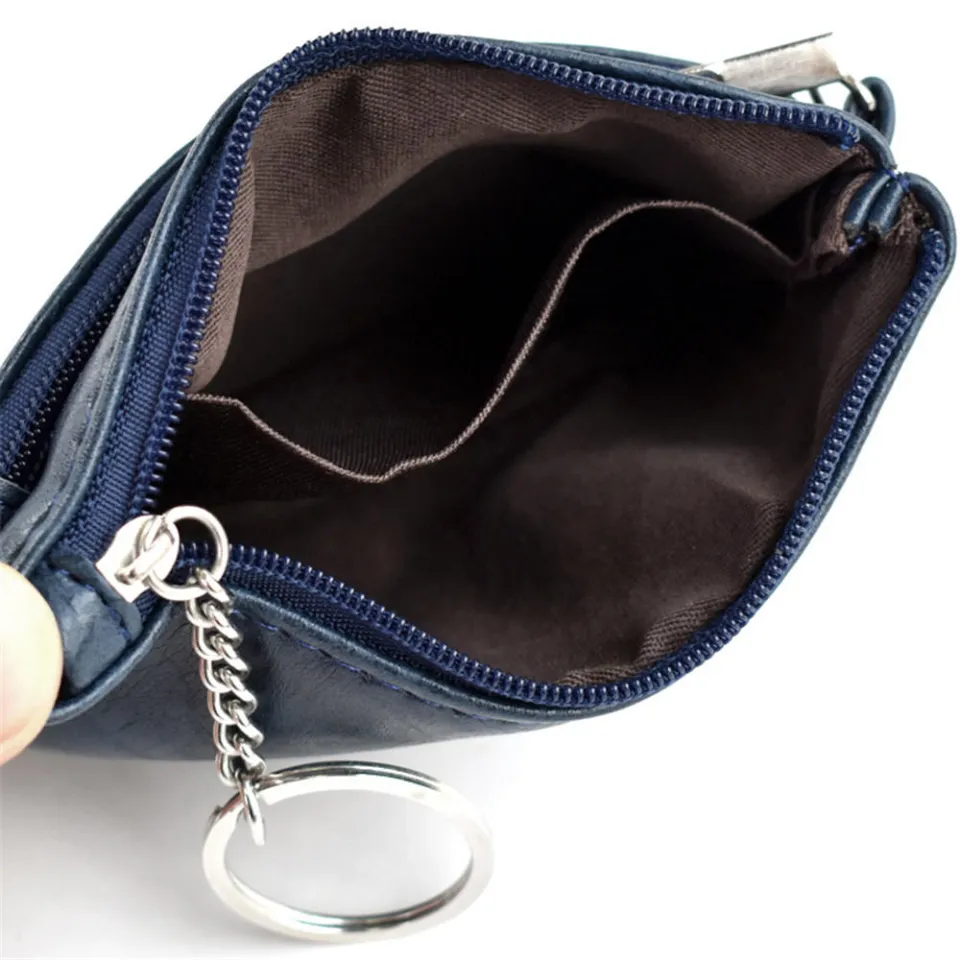 Soft Real Leather Coin Purse For Women – Wristlet Mini Pouch Wallet With Keychain & Credit Card Slots