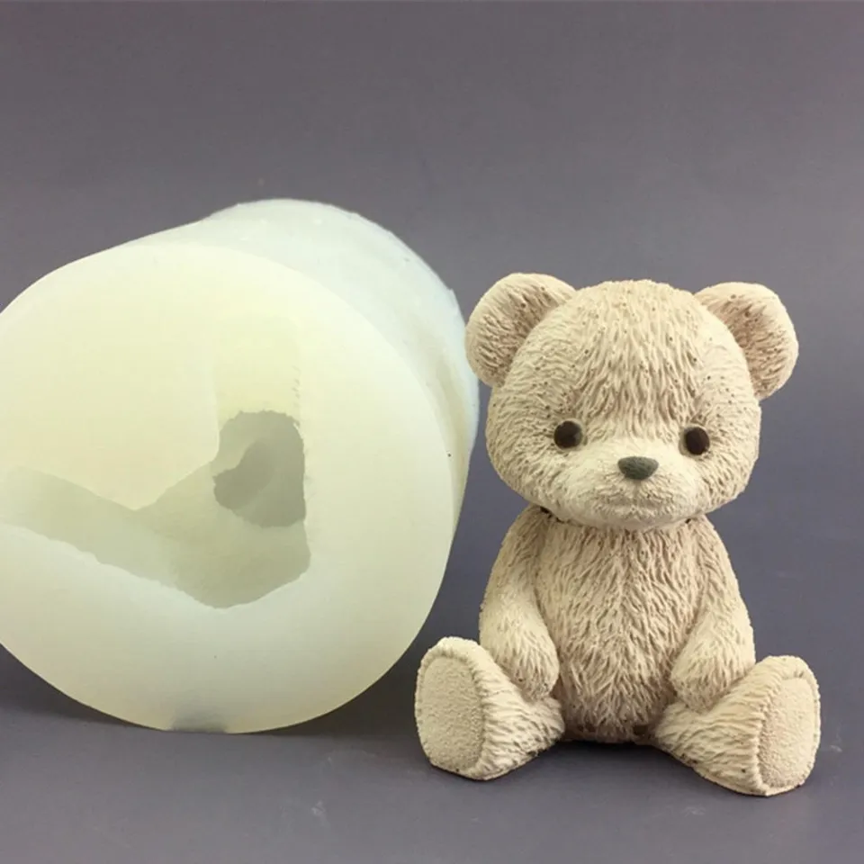 Bear-shaped Mold Versatile 3D Silicone Teddy bear mold Pink /gray