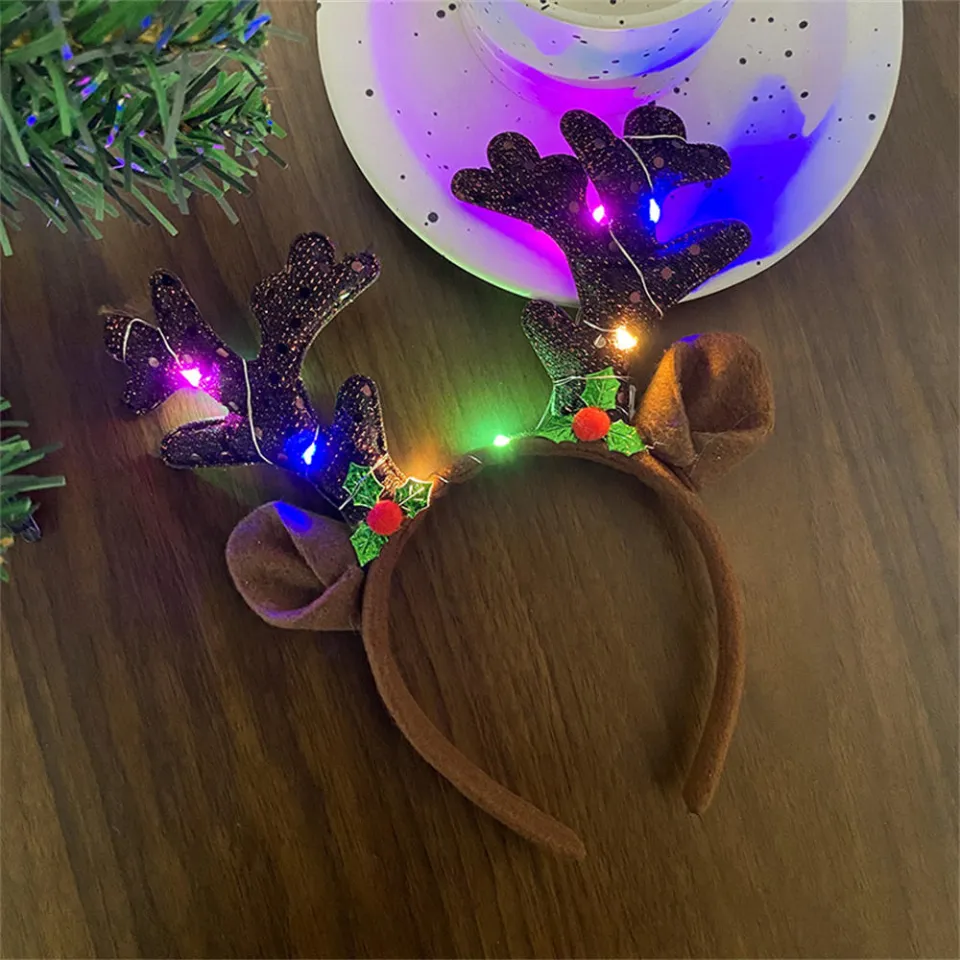 LED Christmas Antler Headband Reindeer Light Up Headband  display picture 2