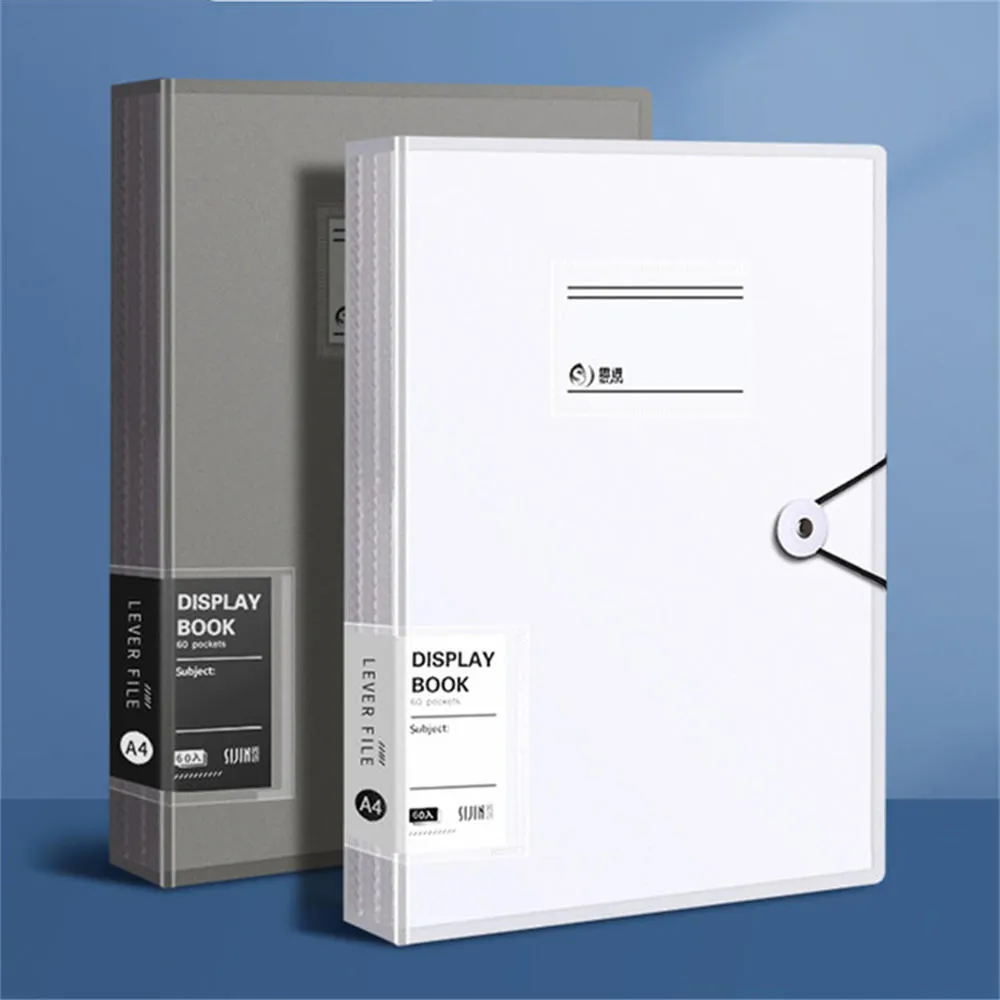 A4 File Folder Display Book Transparent Insert Paper Document Organizer ...