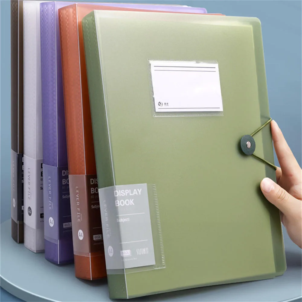 A4 File Folder Display Book Transparent Insert Paper Document Organizer ...