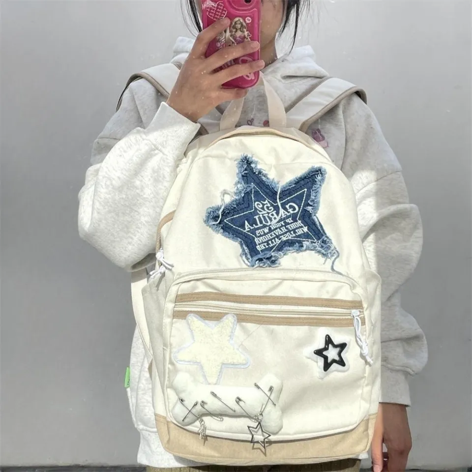 Y2K Fashion Casual Shoulder Bag Star Backpack Student Schoolbag
