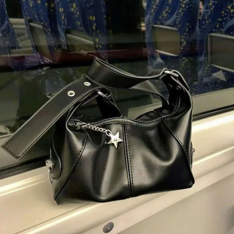 Y2K Aesthetic Gothic Handbag Casual Chic Black Vintage Crossbody
