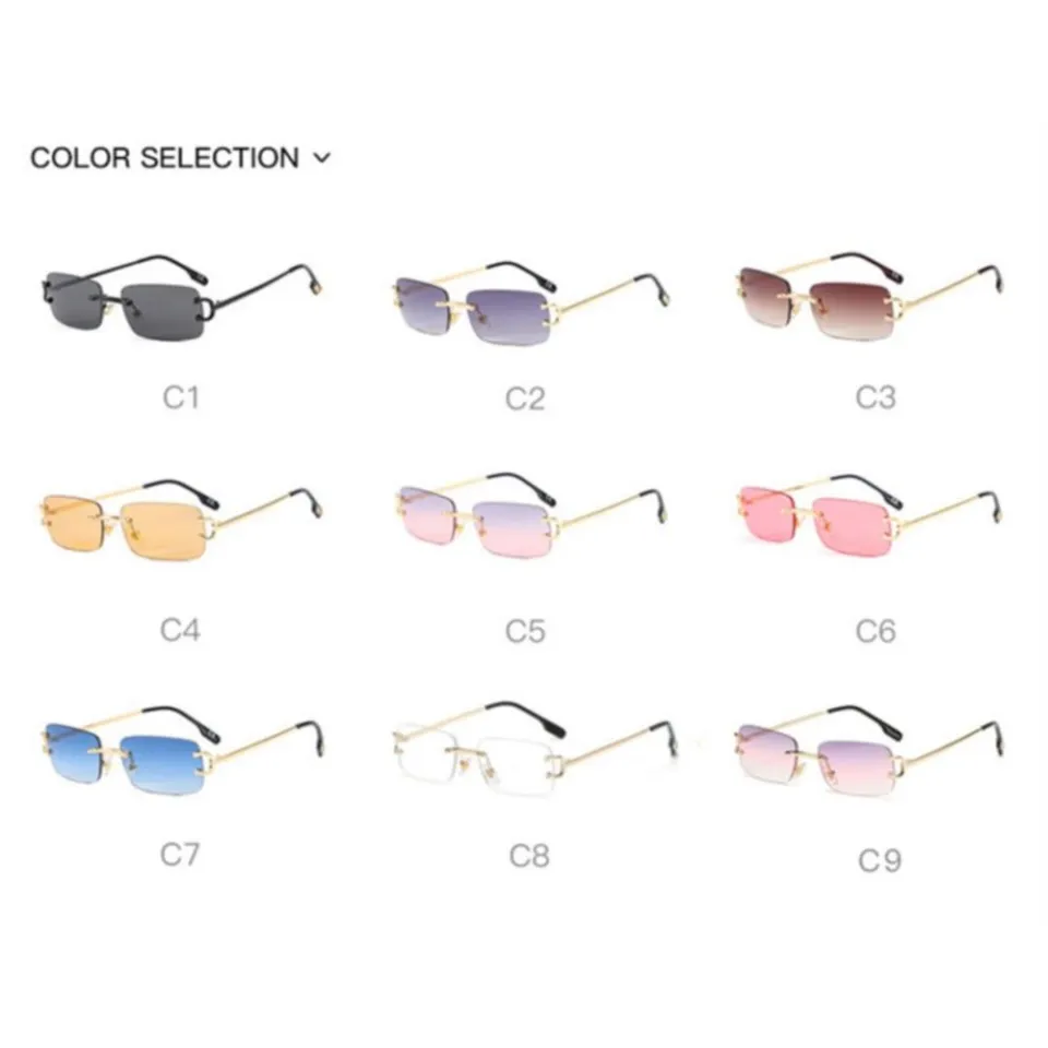 Gradient Sunglasses Lightweight Designer Luxury Rectangle Sunglasses Vintage Fashion Rimless Sunglasses for Outdoor Women Men Fashion Accessory Daraz.pk