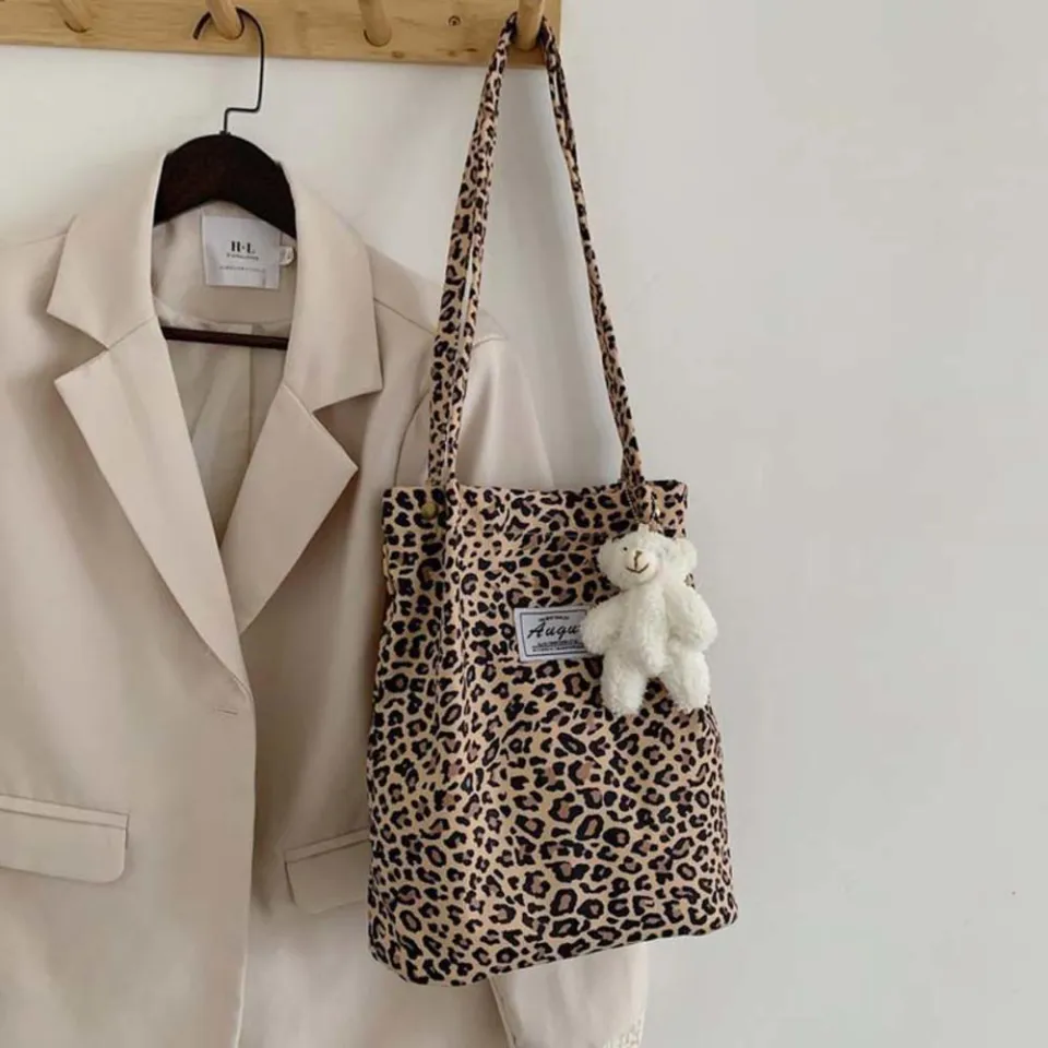 Canvas tote bag Trendy Leopard Print canvas tote bags Big Casual Korean Chic canvas tote bag for women for Student Daily Use Travel Shopping Women s Accessory Daraz.pk