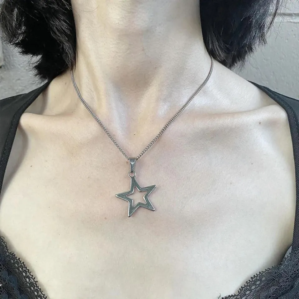 Korean Fashion Chains Star Pendant Necklaces Punk Aesthetic Jewelry Boho Necklace for Women Goth Jewelry Y2K Grunge Rock Daraz.pk