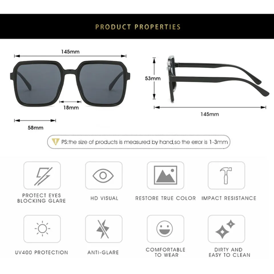 UV Protection Square Shape Sunglasses Streetwear Vintage UV400