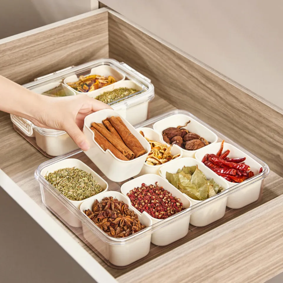 plastic Spice Storage Box Easy-Clean Food Container