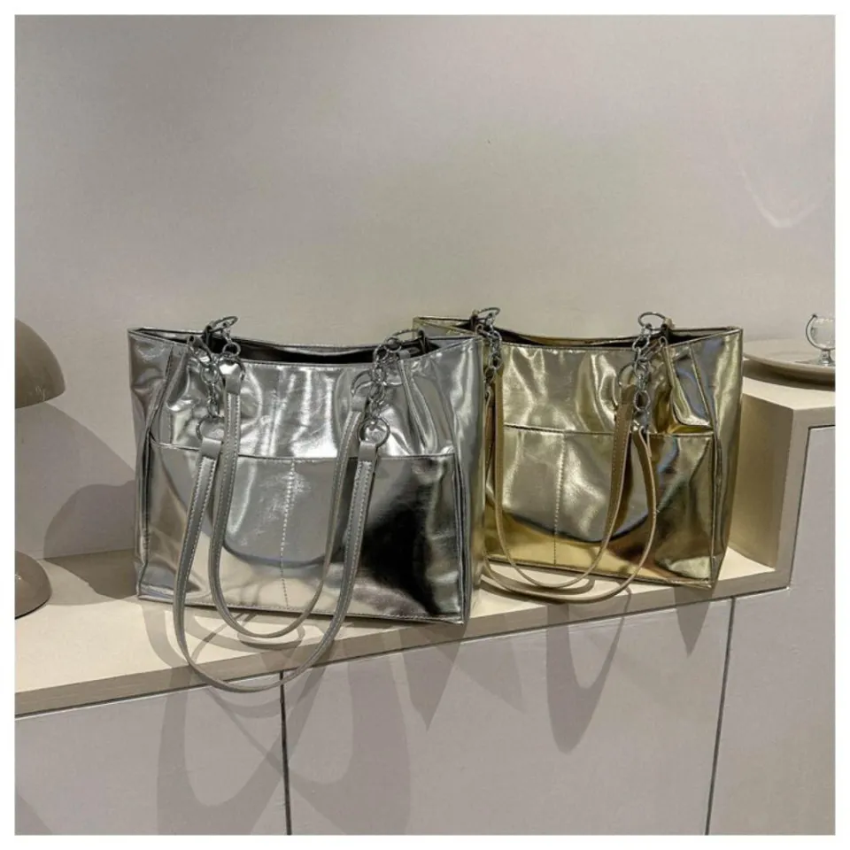 Elegant Handbags Versatile PU Leather Casual Tote Bags Chain