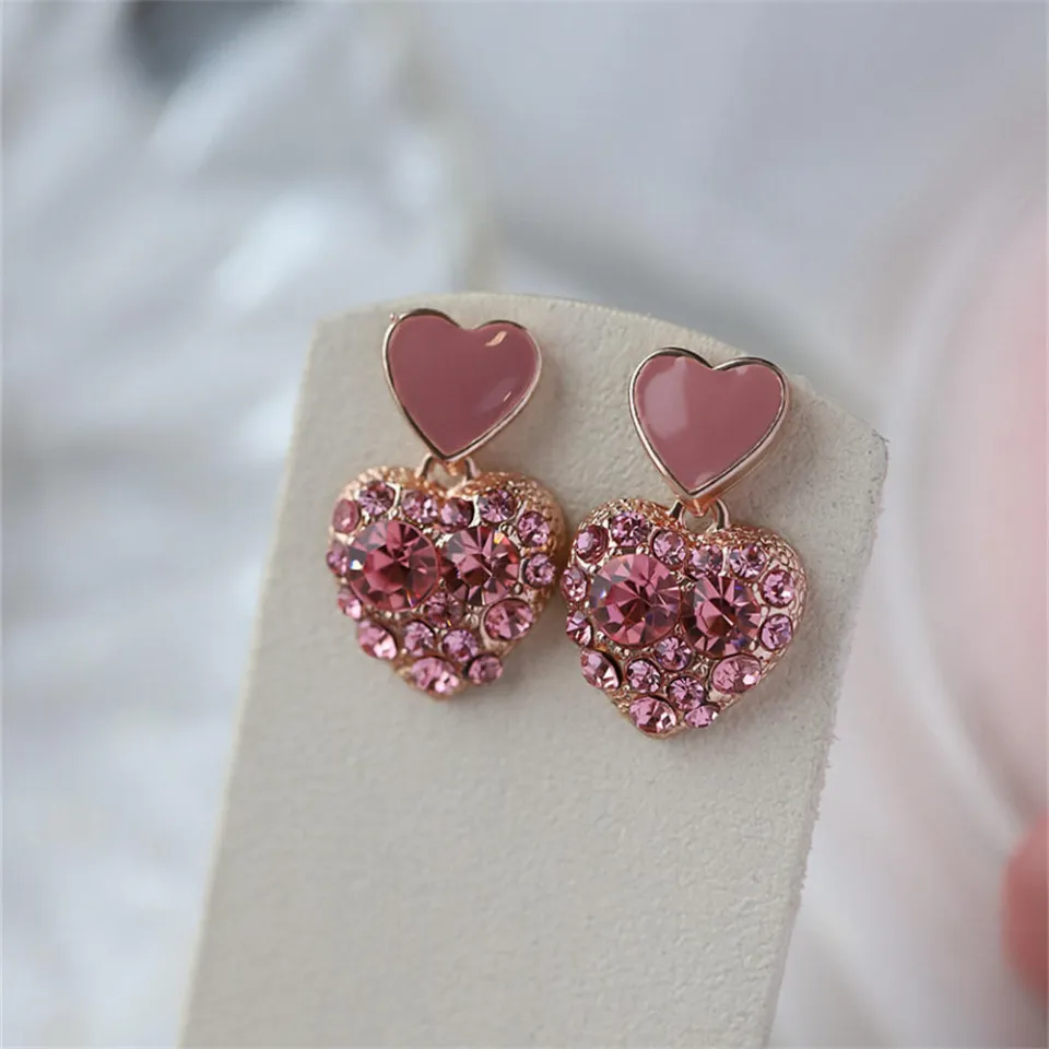 Heart Stud Earrings For Women | Hypoallergenic Cubic Zirconia | Iced Out Bling For Sensitive Ears