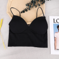 Spaghetti Strap Bodycon Sleeveless Women Tank Tops Built-in Cups Shelf Bra Camisole Tank Top Fashion Ladies Cotton Stretch Undershirts Daily Basic V-Neck Tops. 