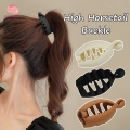 Simple Solid Color Acrylic Banana Shape High Hair Claw Frosted Texture Back Head Horsetail Versatile Fixed Hair Clip.